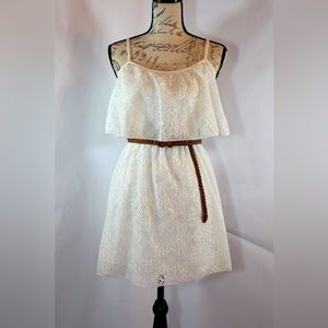Bailey Blue white dress with tan belt